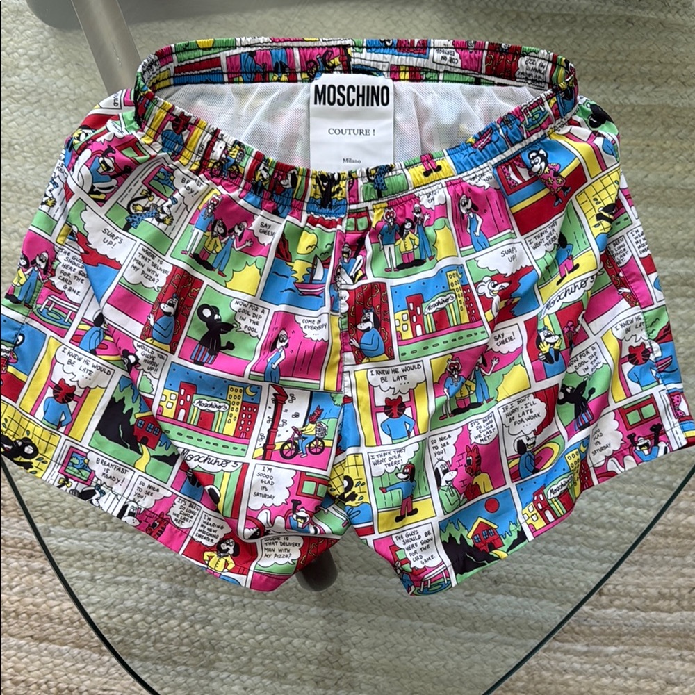 Moschino Men’s Colorful Comic Print Swim Trunks - Milano